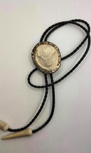 Black Leather Bolo Tie & Carved Antler