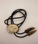 Black Leather Bolo Tie & Carved Antler