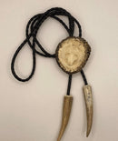 Black Leather Bolo Tie & Carved Antler