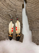 Red Dot Painted Bone Earrings