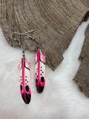 Pink Painted Bone Earrings