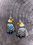 Painted Eagle Bone Earrings