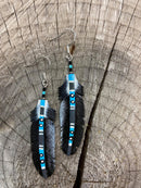 Black Painted Bone Feather Earrings