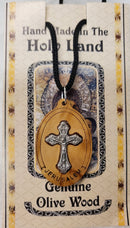 Olive Wood Necklaces With Metal Emblems