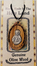 Olive Wood Necklaces With Metal Emblems