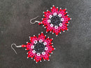 Pink Flower Beaded Earrings
