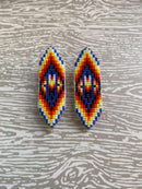 Sharp Rectangle Flat Beaded Earrings