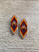 Sharp Rectangle Flat Beaded Earrings