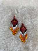 Red/Fire Colored Small Beaded Dangle Earrings