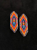 Sharp Rectangle Flat Beaded Earrings