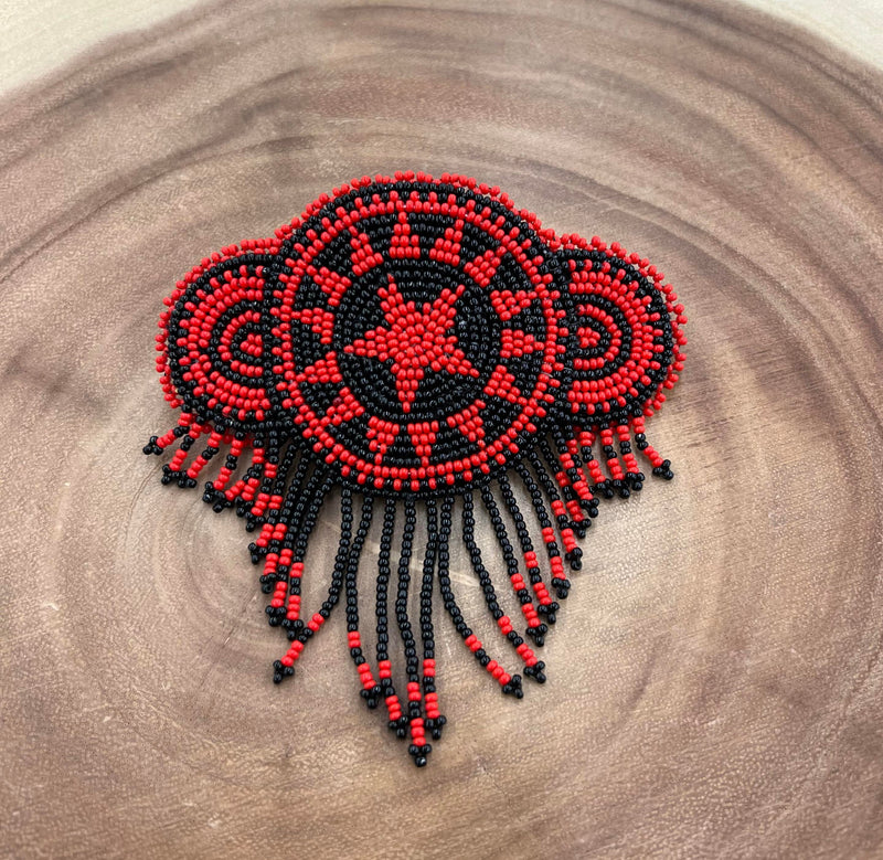 Red and Black Star Beaded Barrette