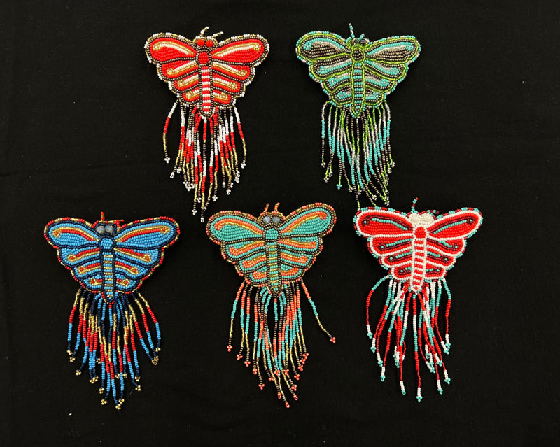 Large Butterfly Beaded Barrettes