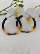 Black / Fire Color Beaded Hoops