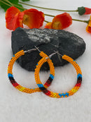 Orange Beaded Hoops