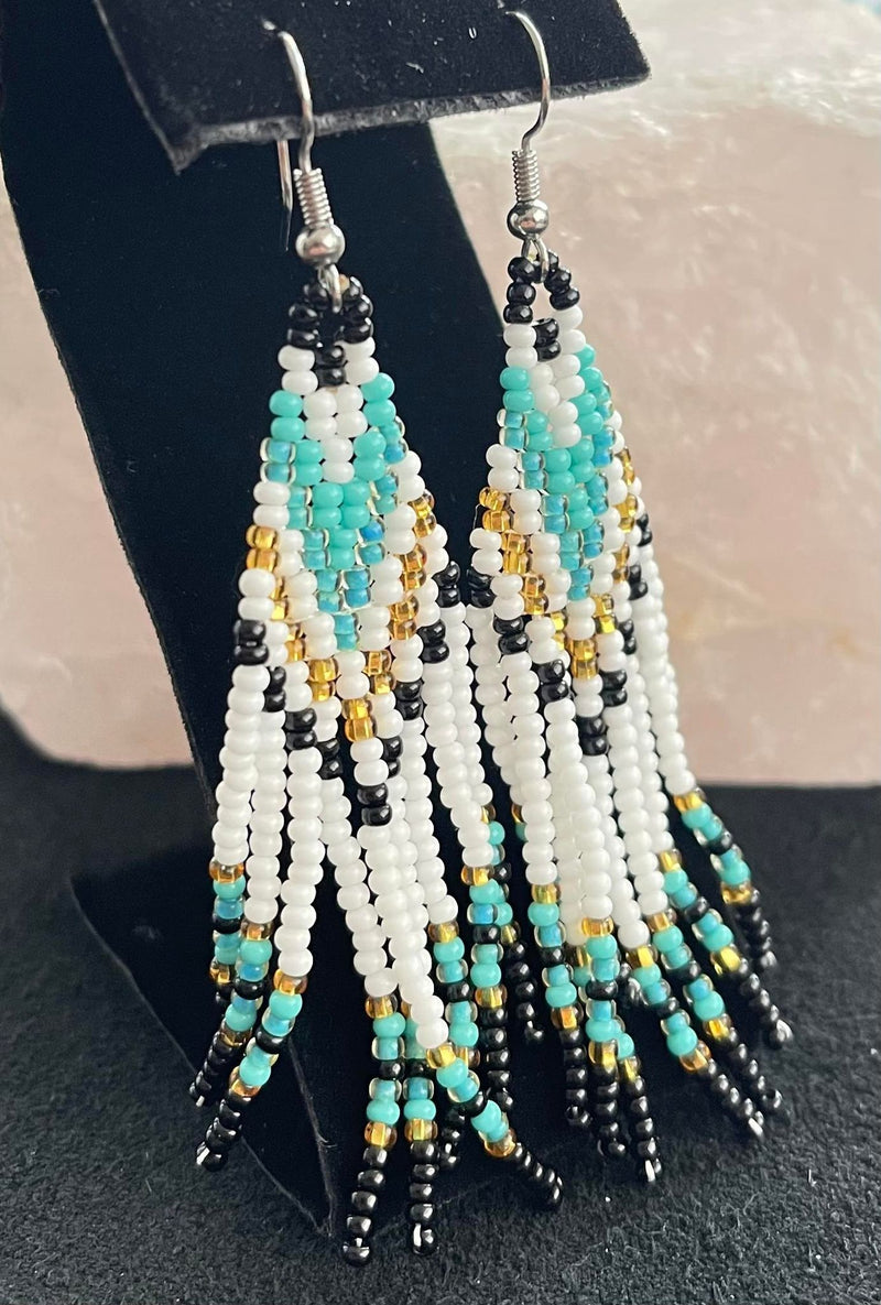 White/Colourful Dangle Earrings