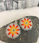 Small Silver Medallion Beaded Earrings