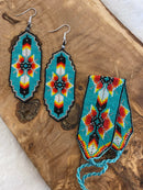 Beaded Double Feather Earrings & Bracelets - SOLD SEPARATELY