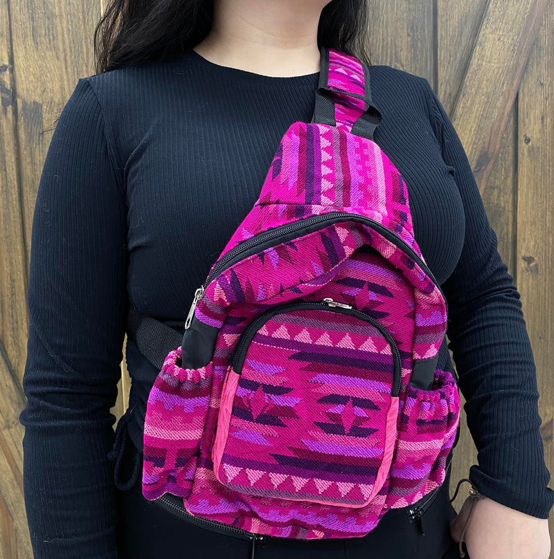 Colourful Aztec One Strap Backpack