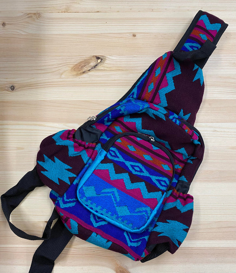 Colourful Aztec One Strap Backpack