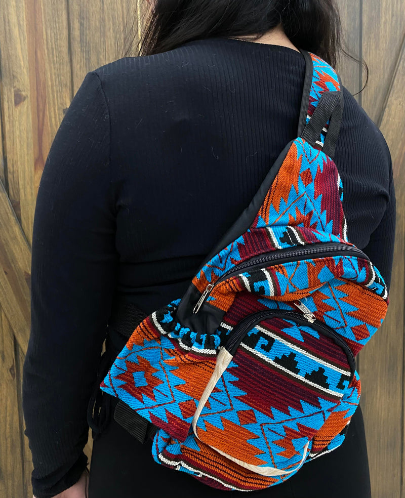 Colourful Aztec One Strap Backpack