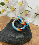 1 3/4”Beaded Feather Hoop Earrings