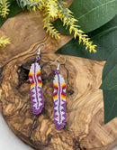 3” Beaded Feather Earrings