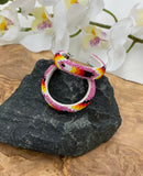 1 3/4”Beaded Feather Hoop Earrings