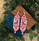 Red Reindeer Beaded Earrings