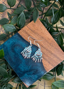 Blue & White Small Beaded Dangle Earrings