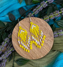 Small Yellow Dangle Beaded Earrings
