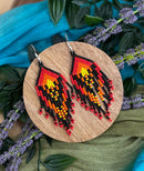Orange & Red Beaded Dangle Earrings