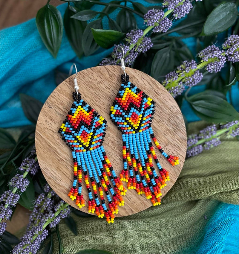 Multicoloured Beaded Dangle Earrings