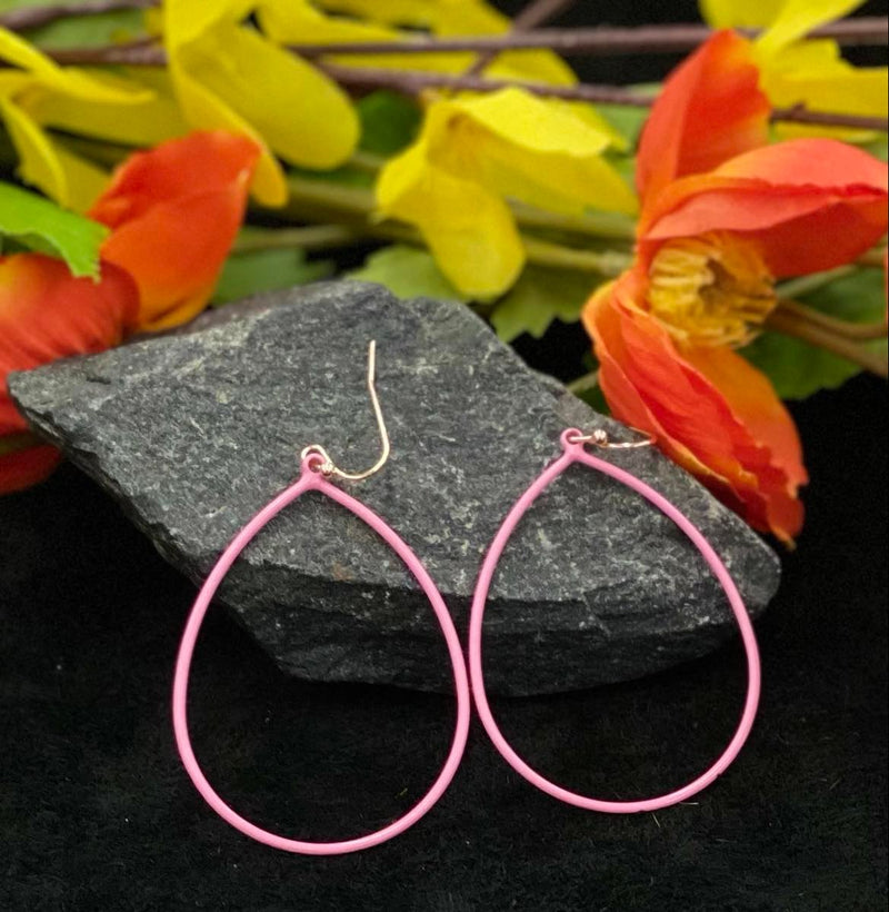 Pink Oval Hoop Earrings