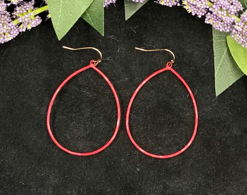 Red Oval Hoop Earrings