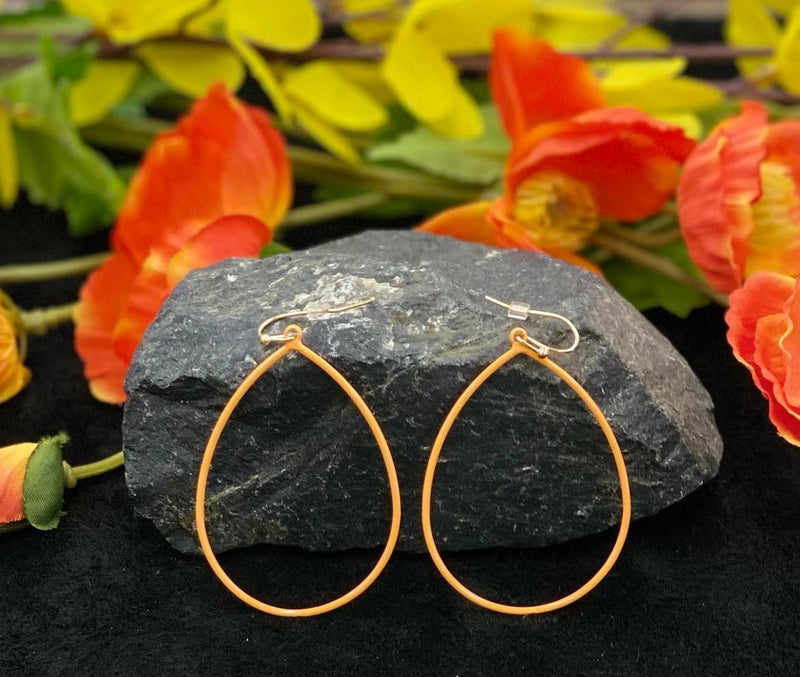 Orange Oval Hoop Earrings
