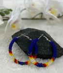 Royal Blue Beaded Hoop Earrings