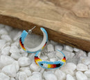 1 1/4" Feather Beaded Hoop Earrings