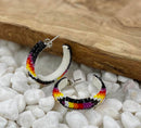 1 1/4" Feather Beaded Hoop Earrings