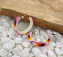 1 1/4" Feather Beaded Hoop Earrings