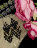 Small Black/Gold Beaded Earrings