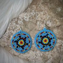 Fire Turtle Round Beaded Earrings