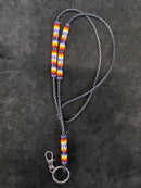 Leather Cord Partially Beaded Neck Lanyard