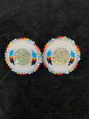 Feather Shield Beaded Earrings