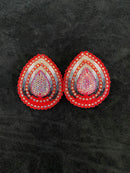 Teardrop/Fire Color With Post Beaded Earrings