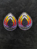 Teardrop/Fire Color With Post Beaded Earrings