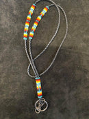 Leather Cord Partially Beaded Neck Lanyard