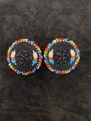 Feather Shield Beaded Earrings