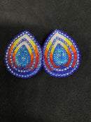 Teardrop/Fire Color With Post Beaded Earrings