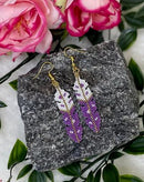 Gold Beaded Feather Earrings