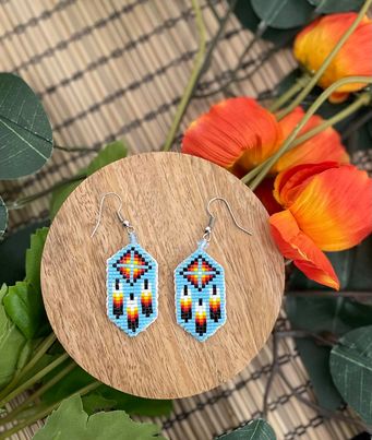 Brick Stitched Triple Feather Beaded Earrings